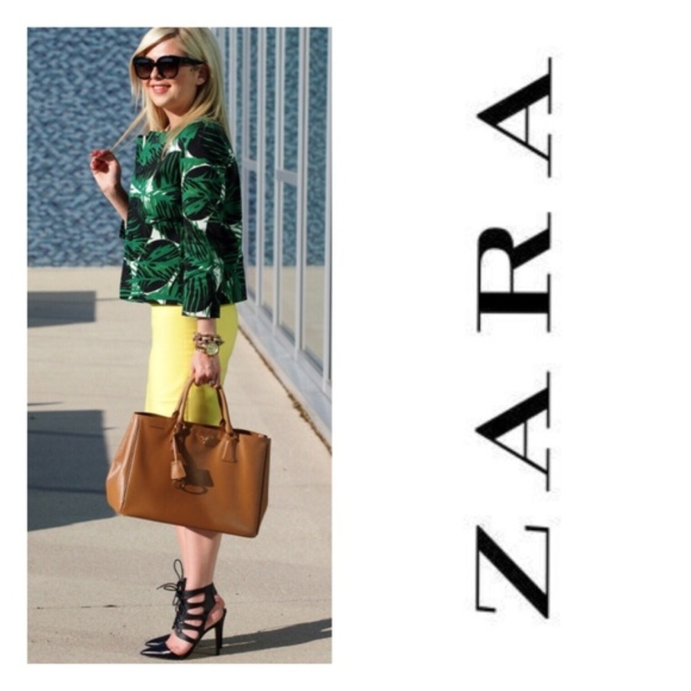 ZARA BASIC Palm Print Blazer Jacket